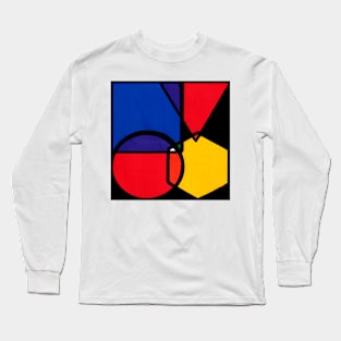 Overlapping Colors Geometric Abstract Acrylic Painting III Long Sleeve T-Shirt